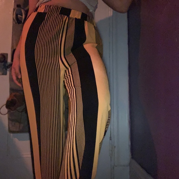 Black and Yellow striped plus size wide cuff pant - Picture 1 of 5